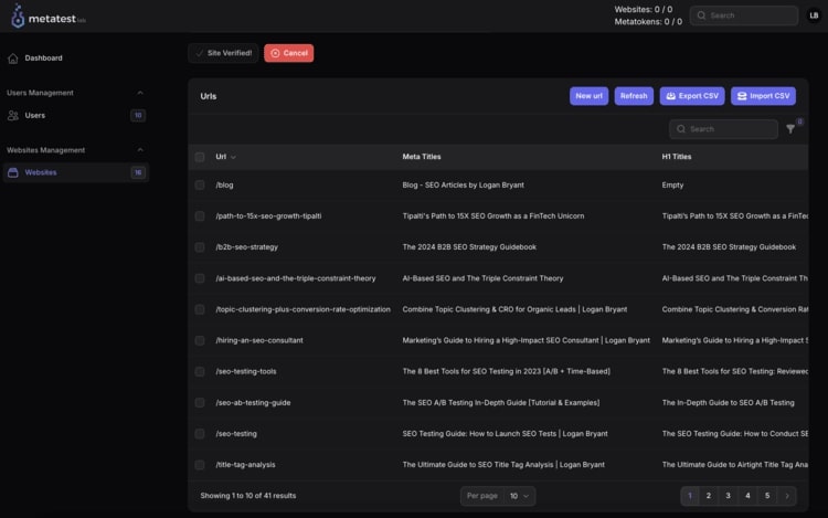Metatest Lab Dashboard